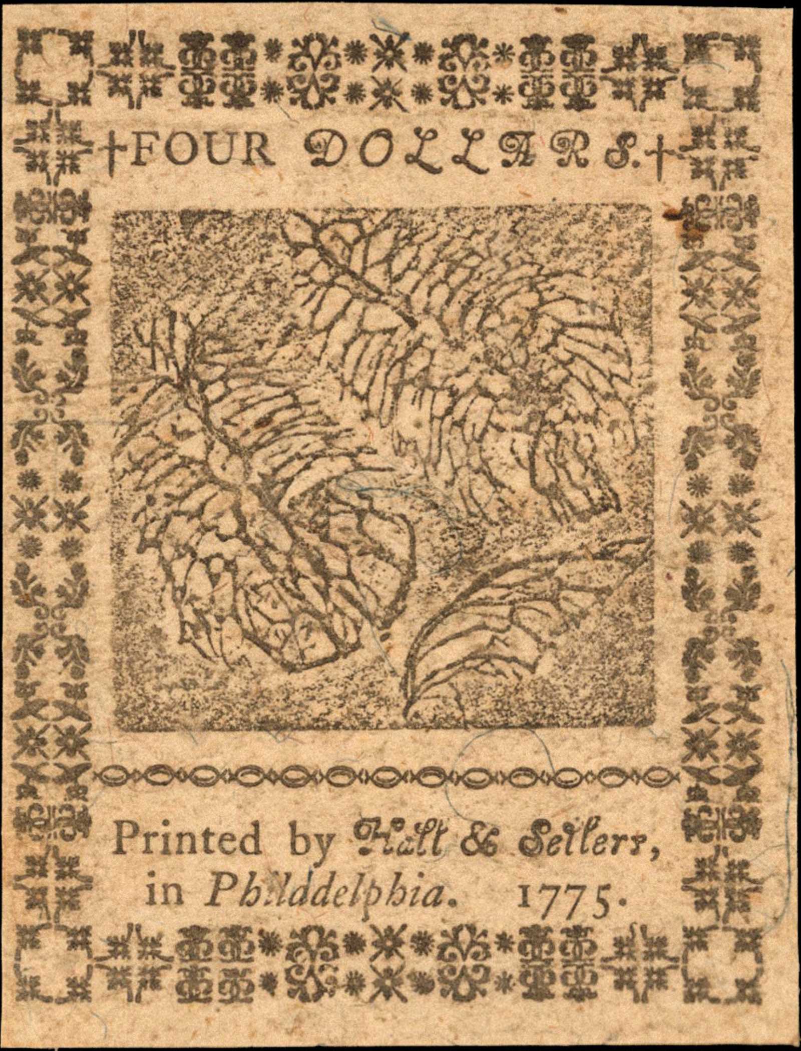 image for: CC-14. Continental Currency. November 29, 1775. $4. About Uncirculated.