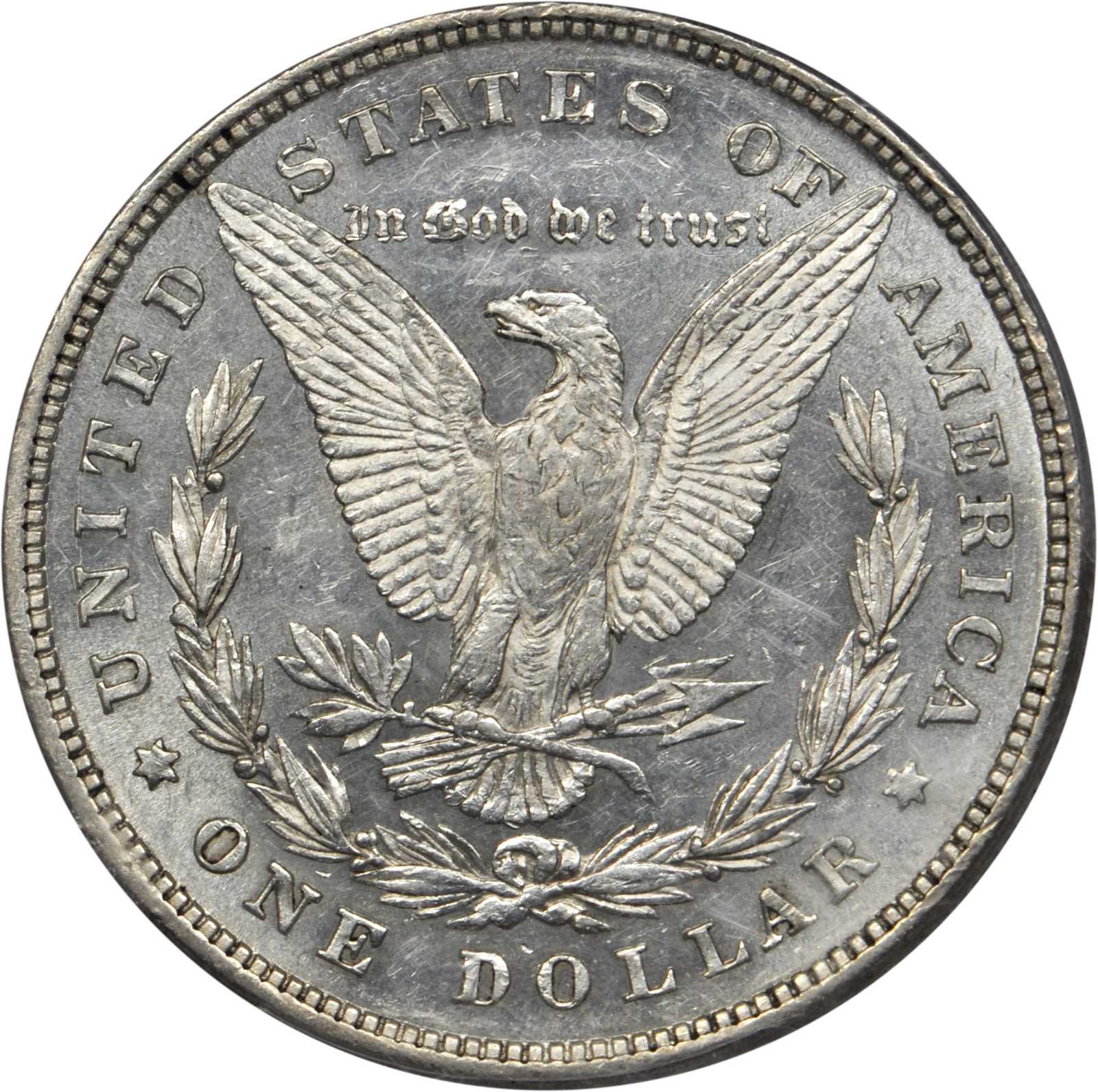 image for: 1878 Morgan Silver Dollar. 8 Tailfeathers. VAM-9. Top 100 Variety. First Morgan Dollar. AU-58 (PCGS).