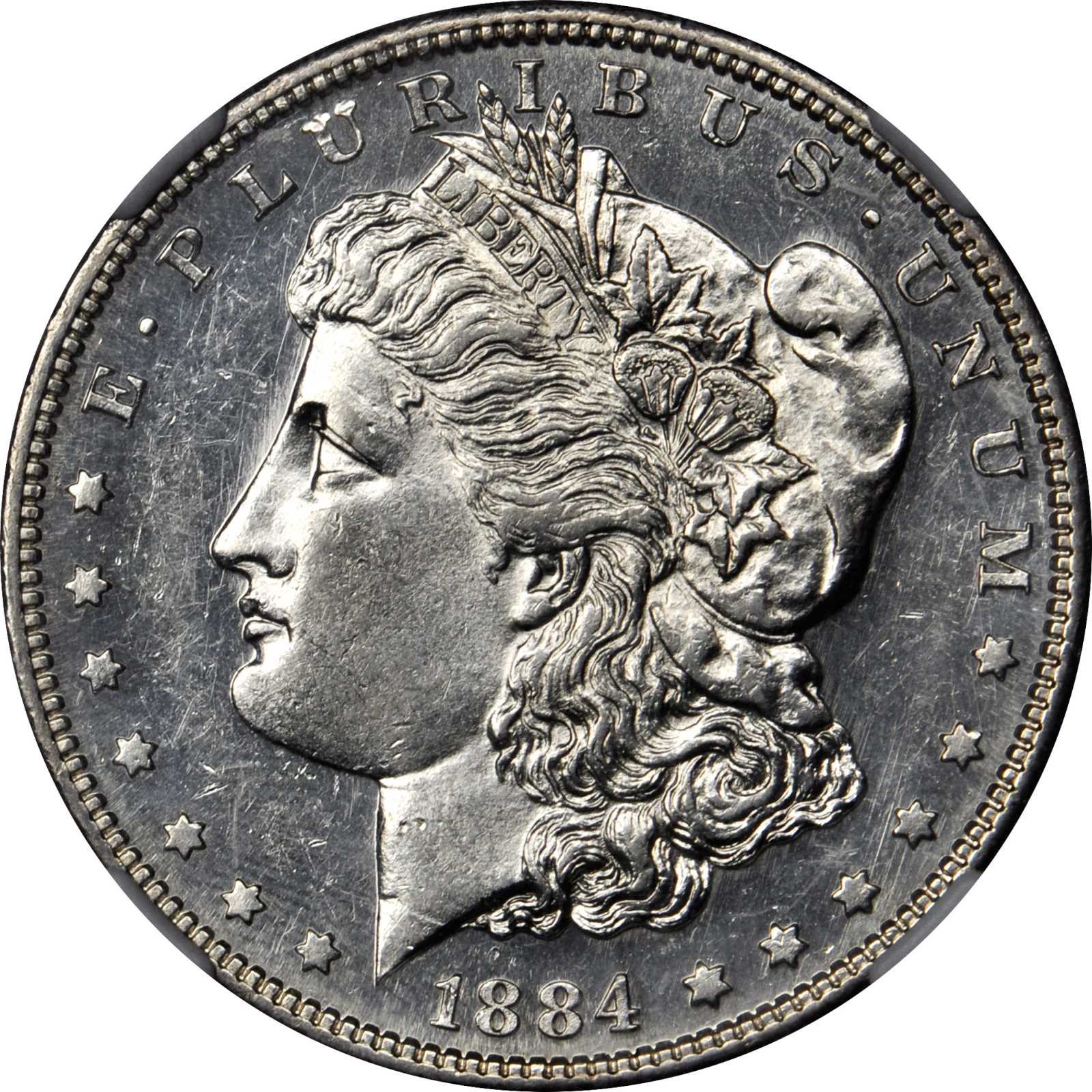 1884-S Morgan Silver Dollar. AU-58 PL (NGC).æCAC.
