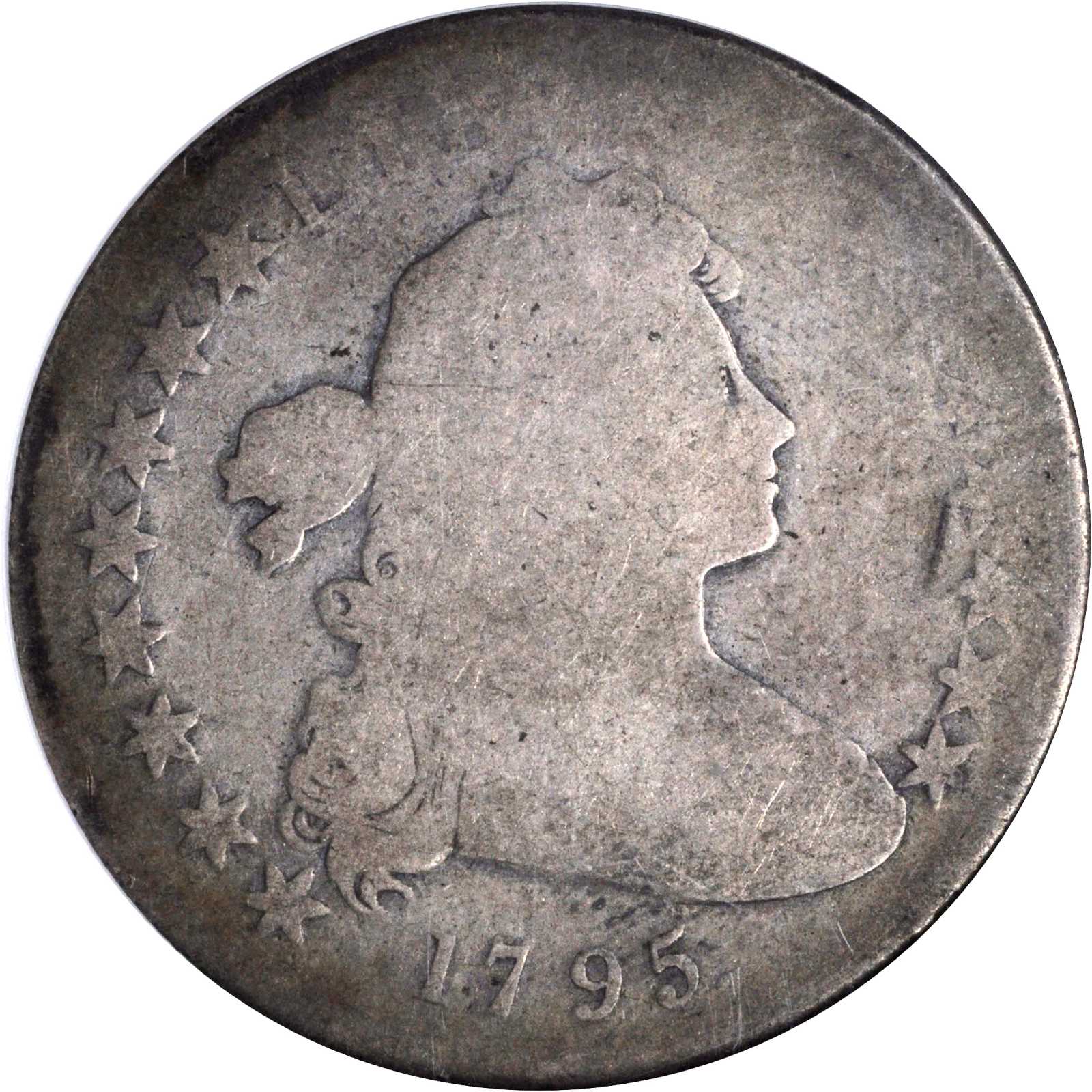 1795 Draped Bust Silver Dollar. BB-52, B-15. Rarity-2. Centered Bust. Fair-2 (NGC).