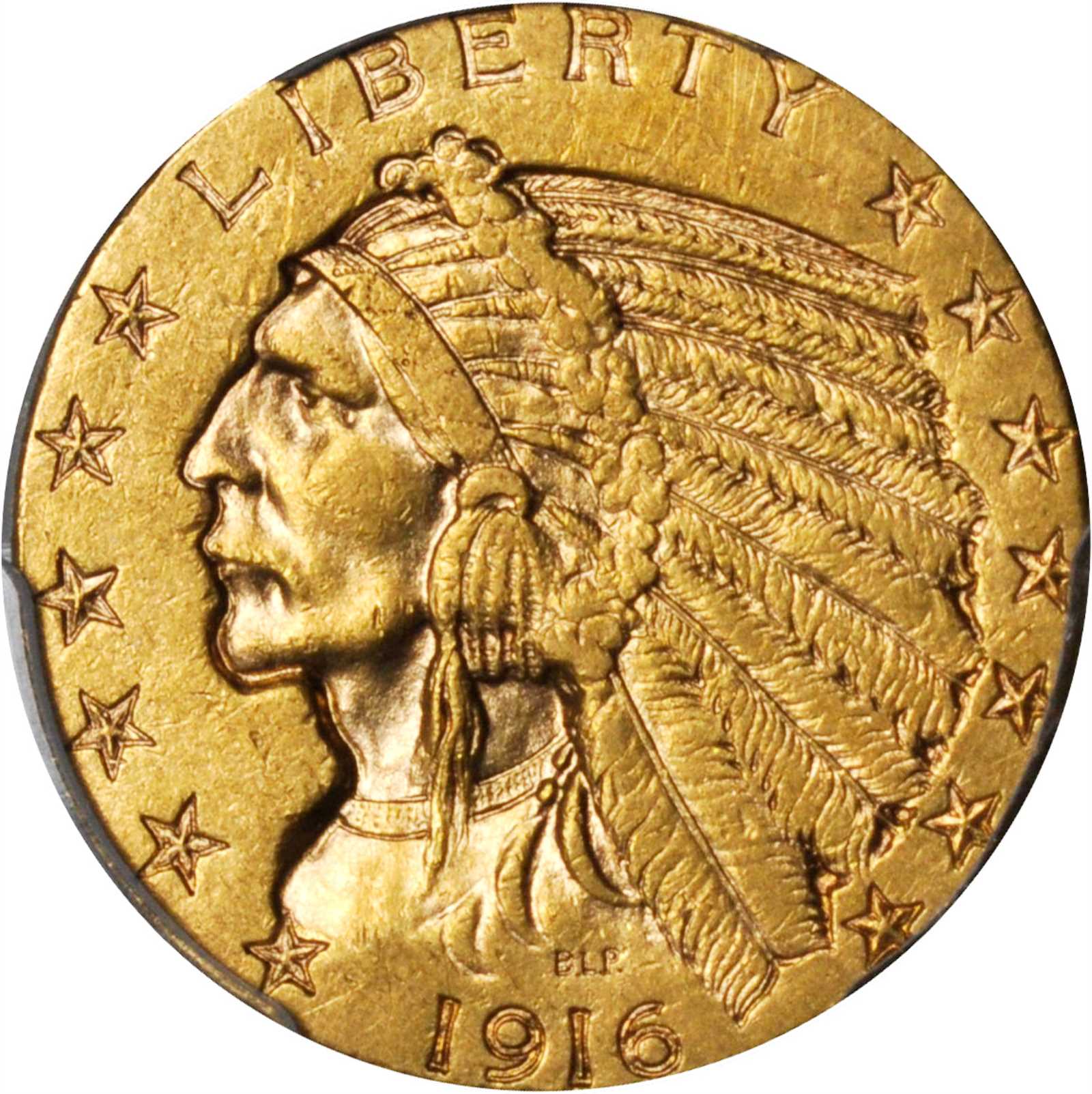 1916-S Indian Half Eagle. AU-50 (PCGS).