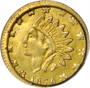 image for: 1876 Round 50 Cents. BG-1038. Rarity-4. Indian Head. AU-50 (PCGS).