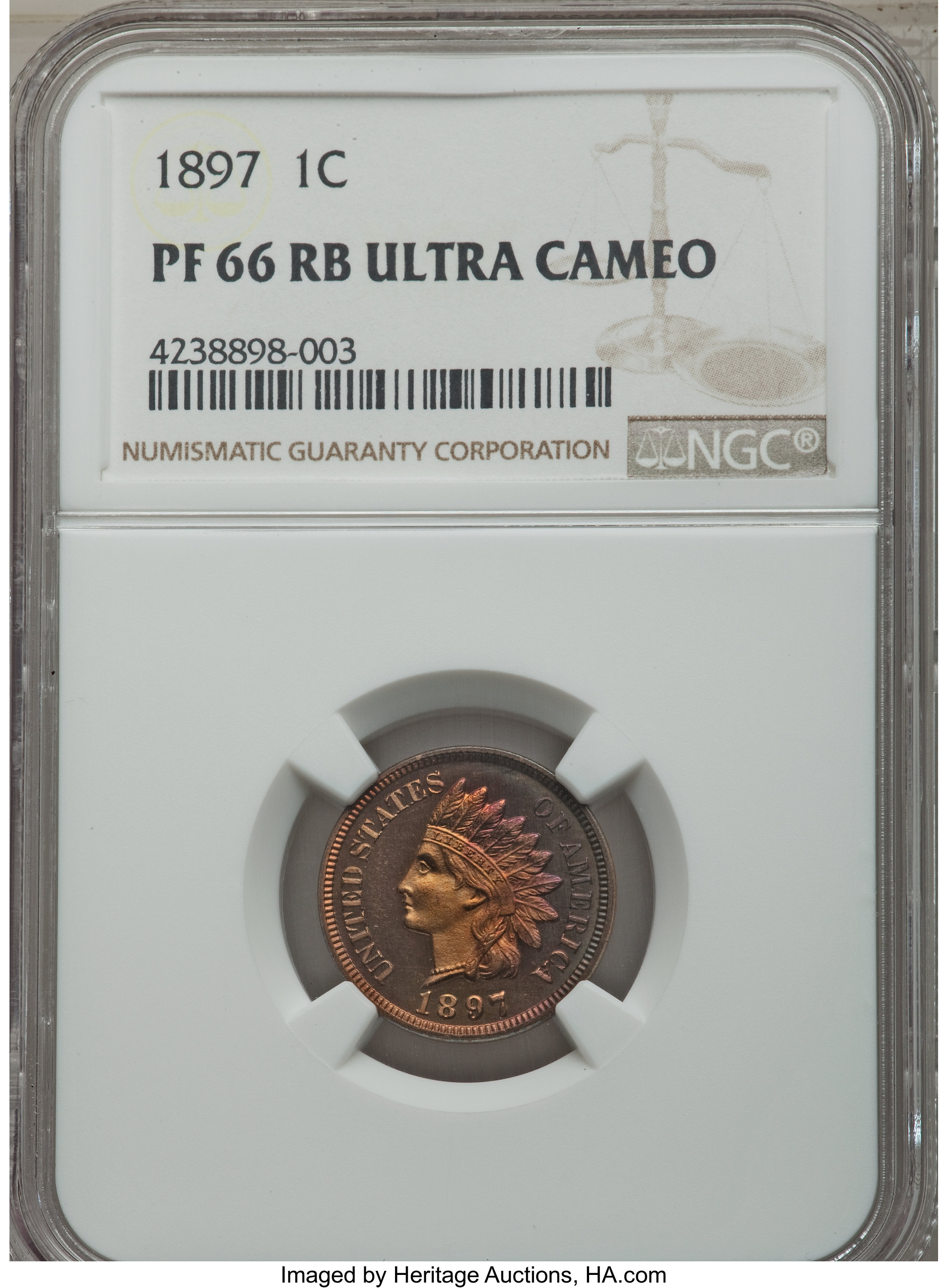 image for: 1897 1C PR66 Red and Brown Ultra Cameo NGC....