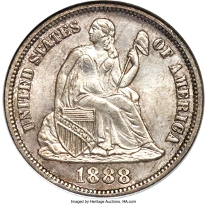 image for: 1888-S 10C MS66 NGC....