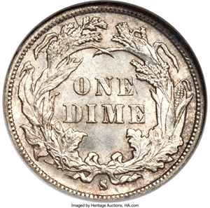 image for: 1888-S 10C MS66 NGC....