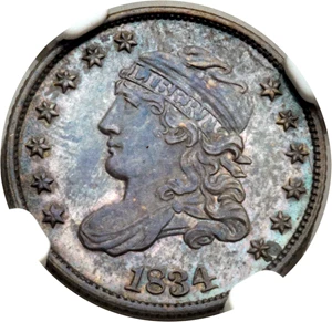 image for: 1834 H10C V-4, LM-4, R.6 as a proof, PR64+ NGC. CAC....