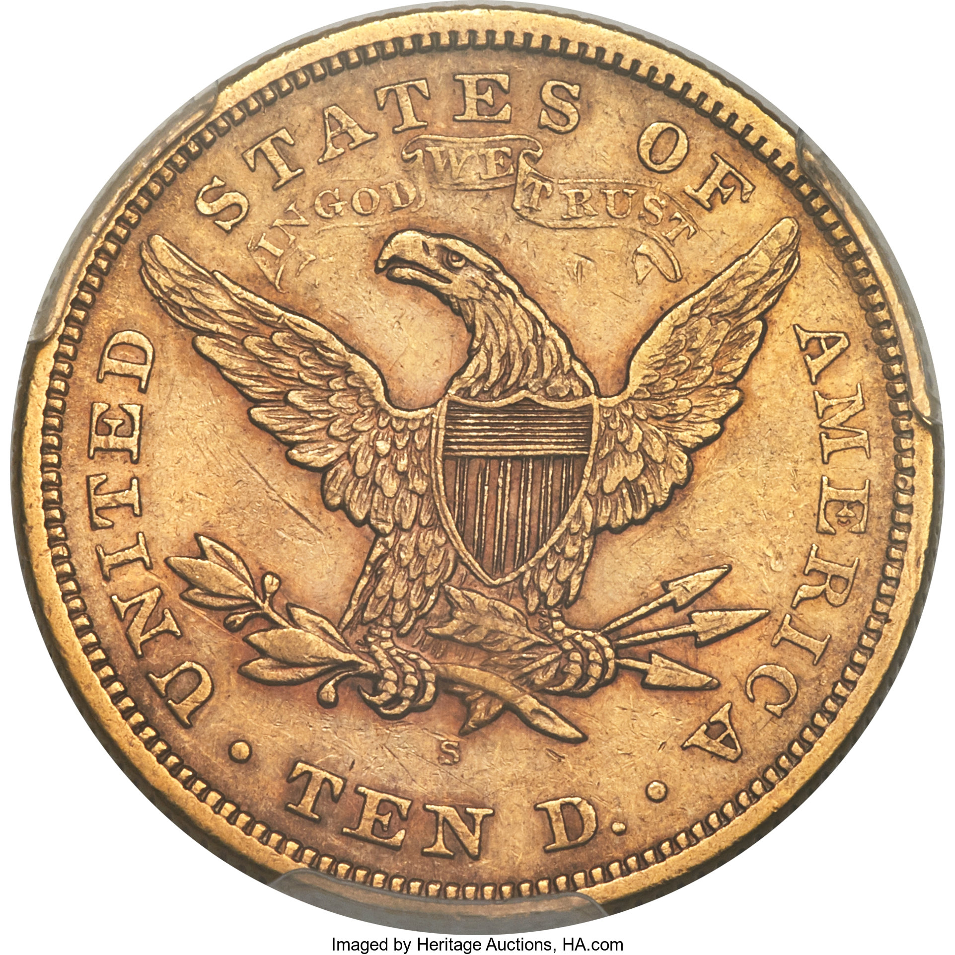 image for: 1869-S $10 AU55 PCGS. CAC....