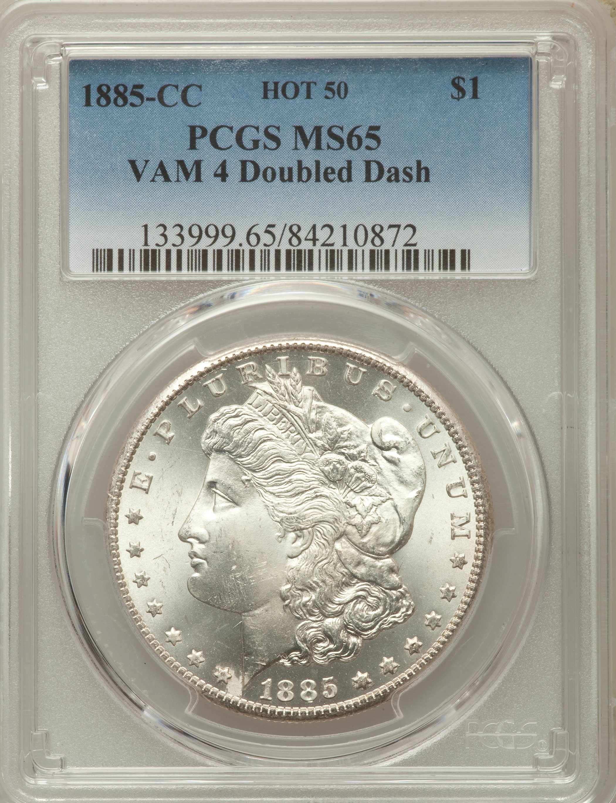 1885-CC $1 Doubled Dash, VAM-4, MS65 PCGS. ...