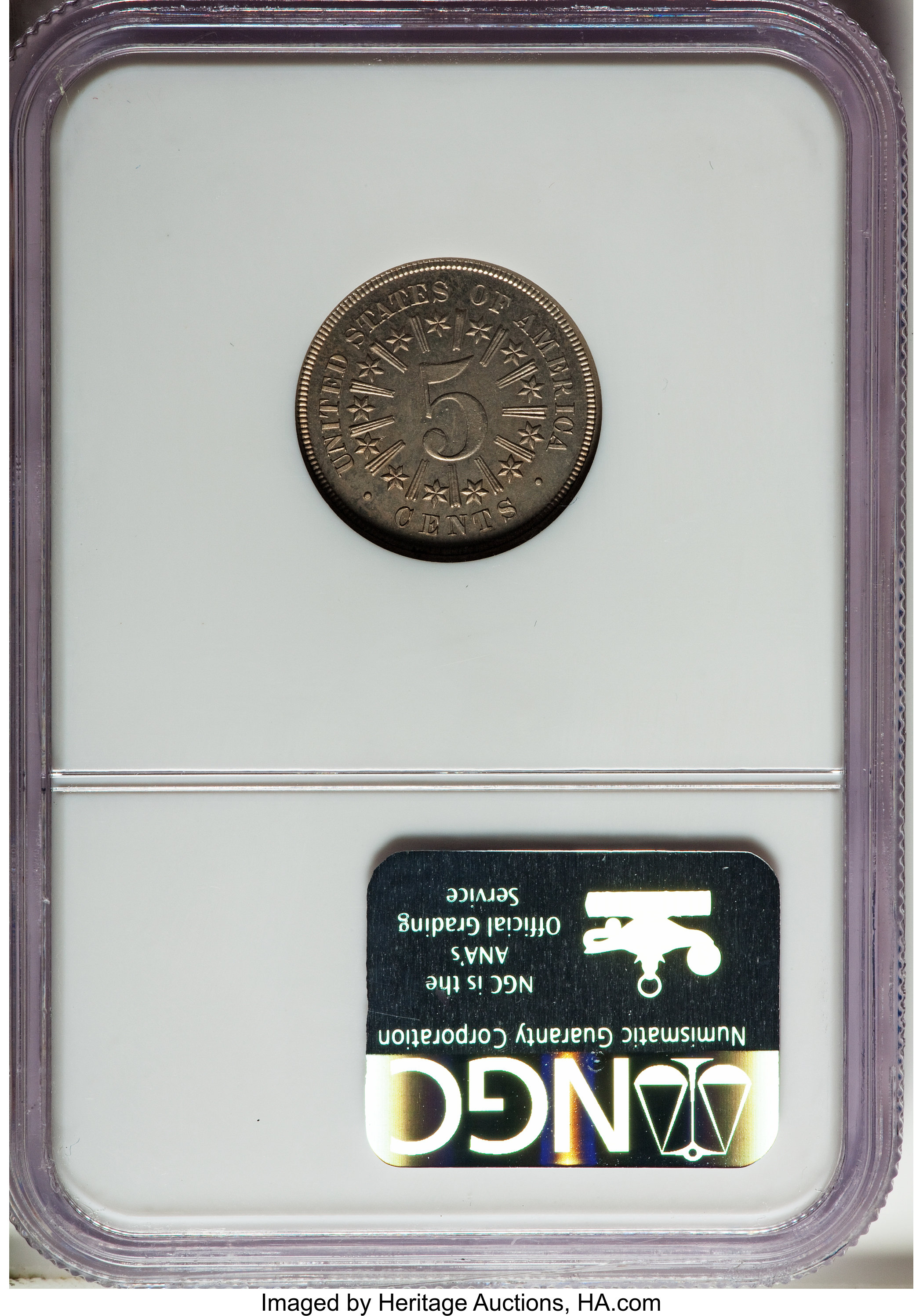 image for: 1866 5C Shield Five Cents, Judd-497, Pollock-583, High R.7, PR64 NGC....