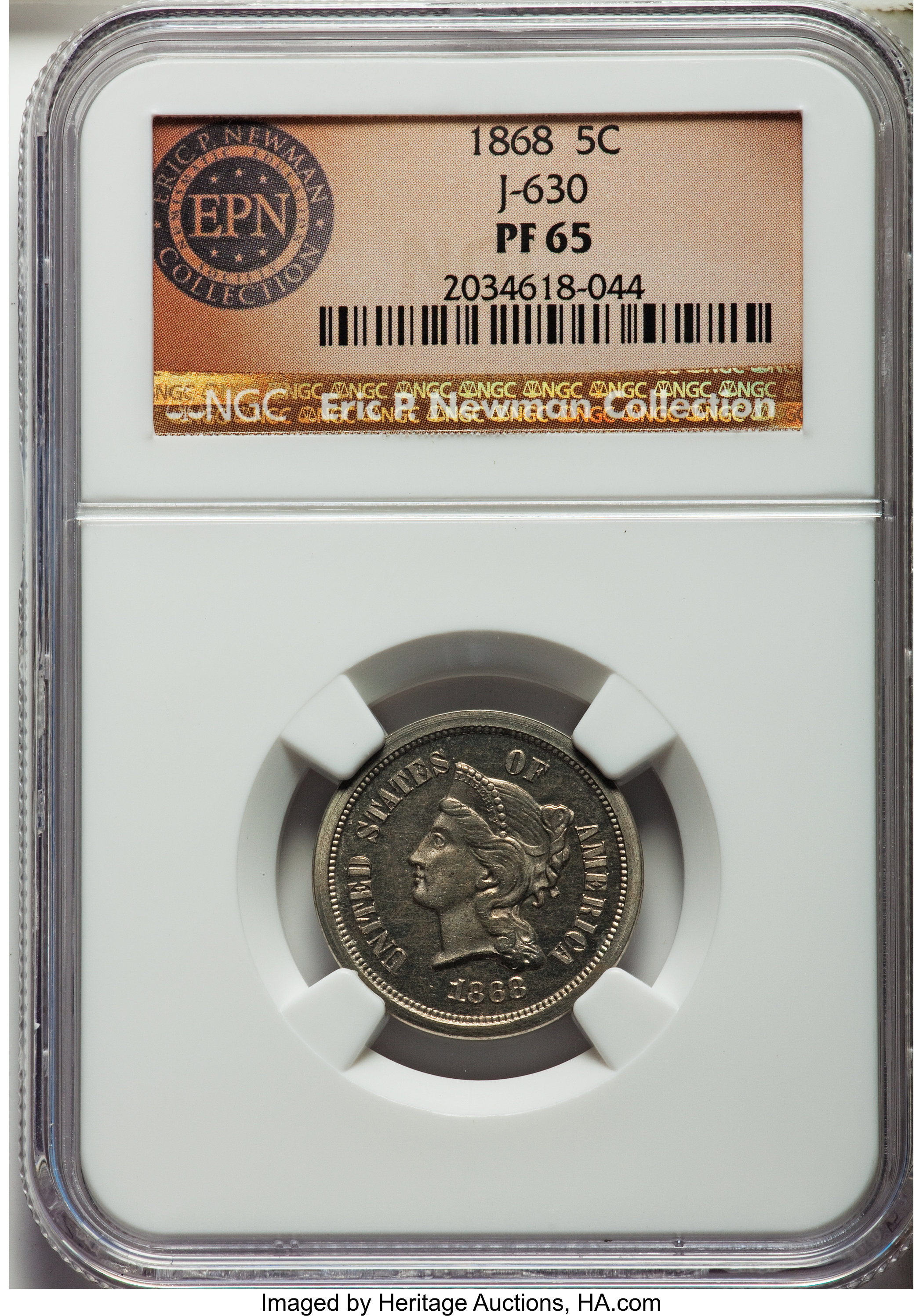 image for: 1868 5C Five Cents, Judd-630, Pollock-700, High R.7, PR65 NGC....