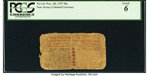 image for: New Jersey November 20, 1757 30s PCGS Good 6....