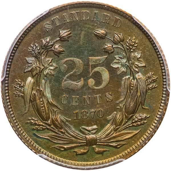 image for: 25c 1870 J-890. PCGS PR65 BN CAC EX SIMPSON