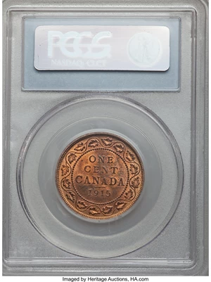 image for: George V Cent 1915 MS64 Red and Brown PCGS