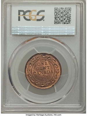 image for: George V Cent 1915 MS63 Red and Brown PCGS