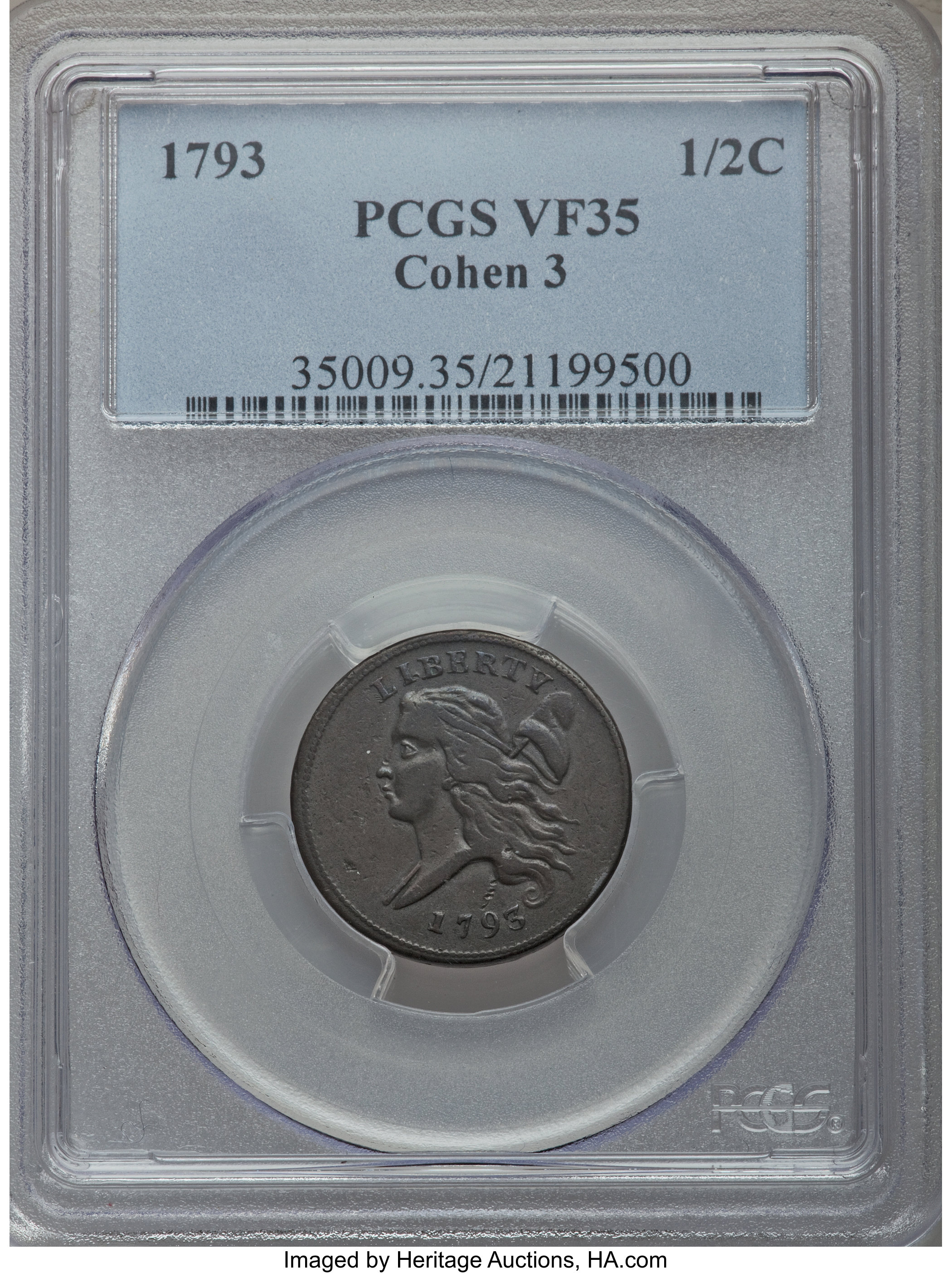 1793 1/2c C-3 MS BN VF35 BN thumbnail 4
