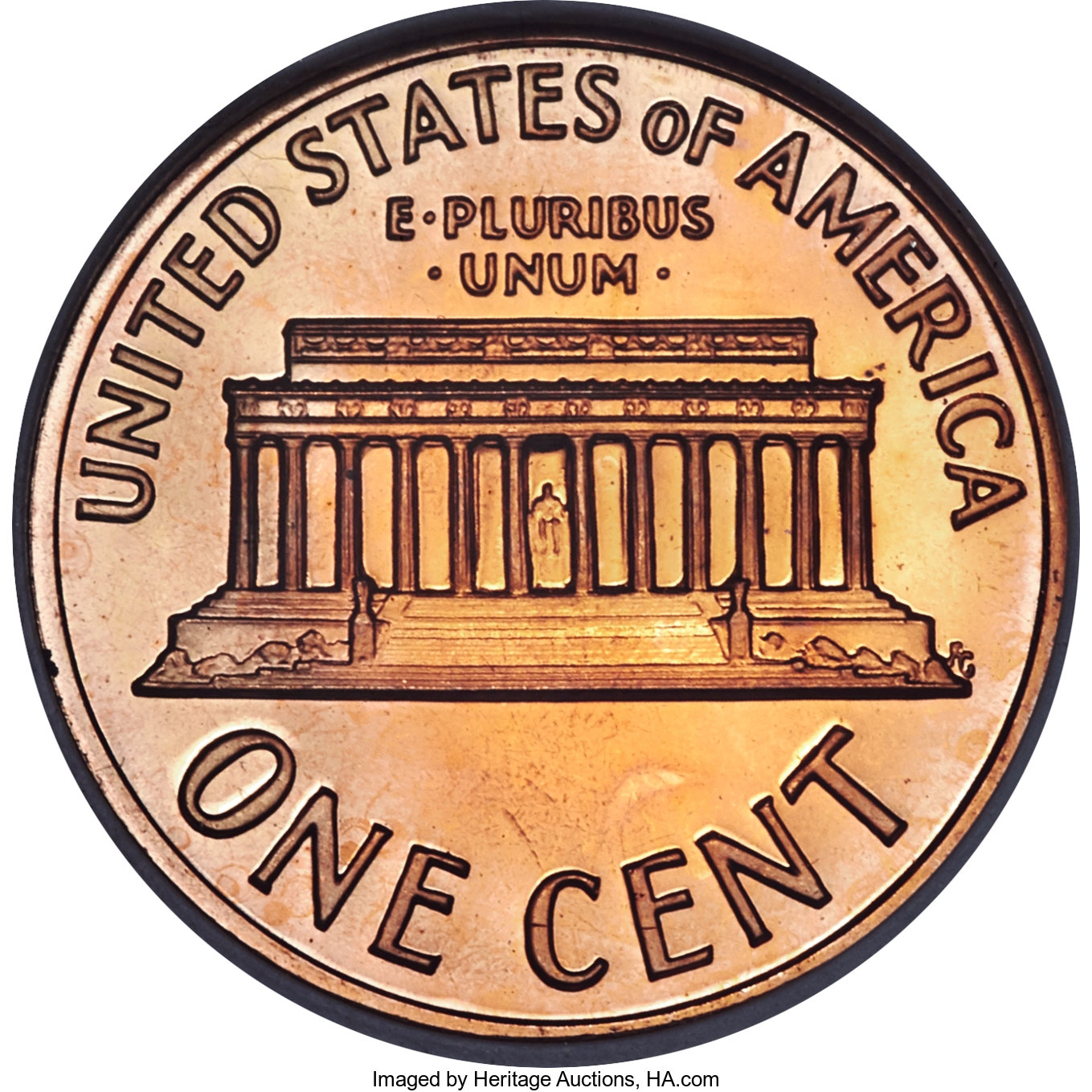 image for: 1969-S 1C -- Obverse Struck Through -- PR65 Red ANACS....