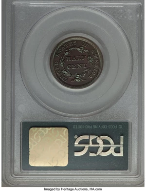 image for: 1857 1/2 C B-2, R.4, PR66 Red and Brown PCGS. CAC....