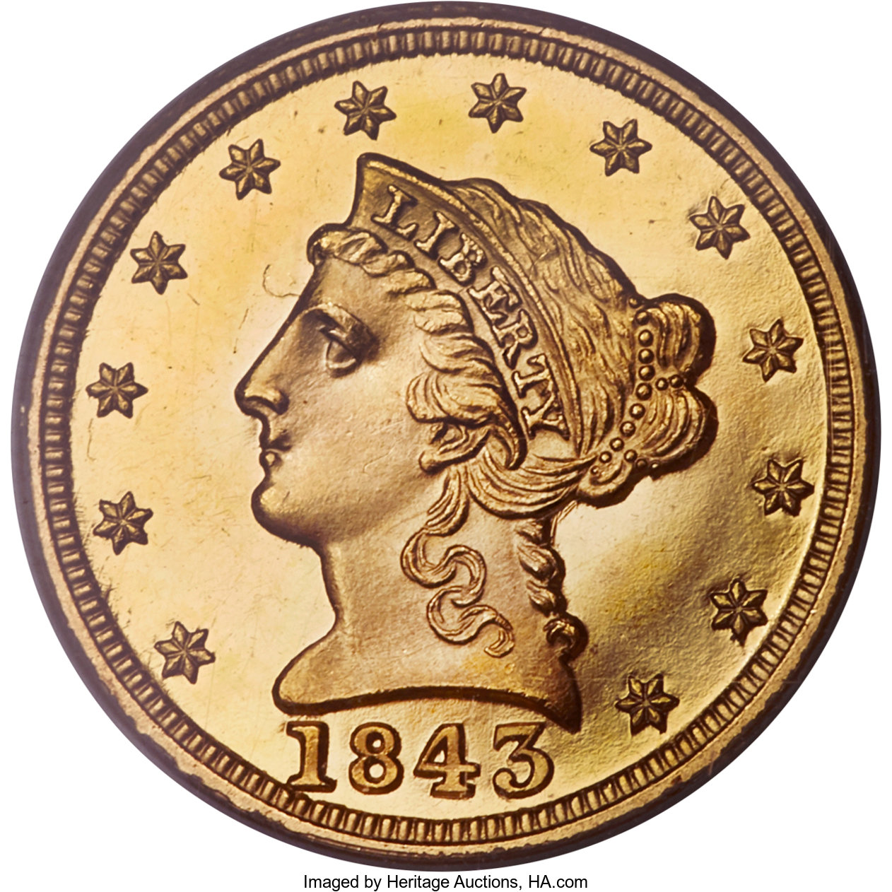 image for: 1843 $2 1/2 PR65 Deep Cameo PCGS. CAC....