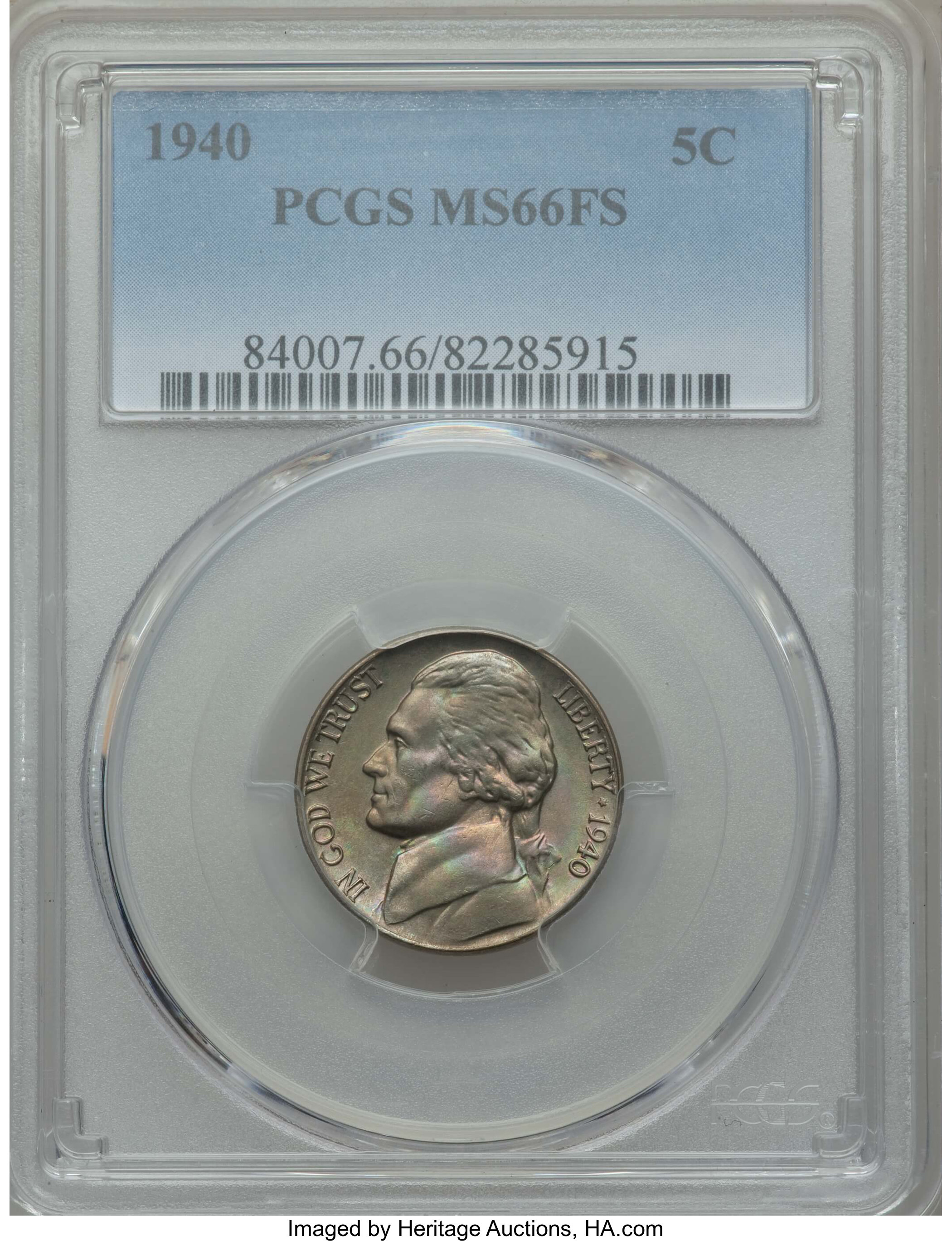 1940 5C MS66 Full Steps PCGS. PCGS Population: (503/57). NGC Census: (83/31). ...