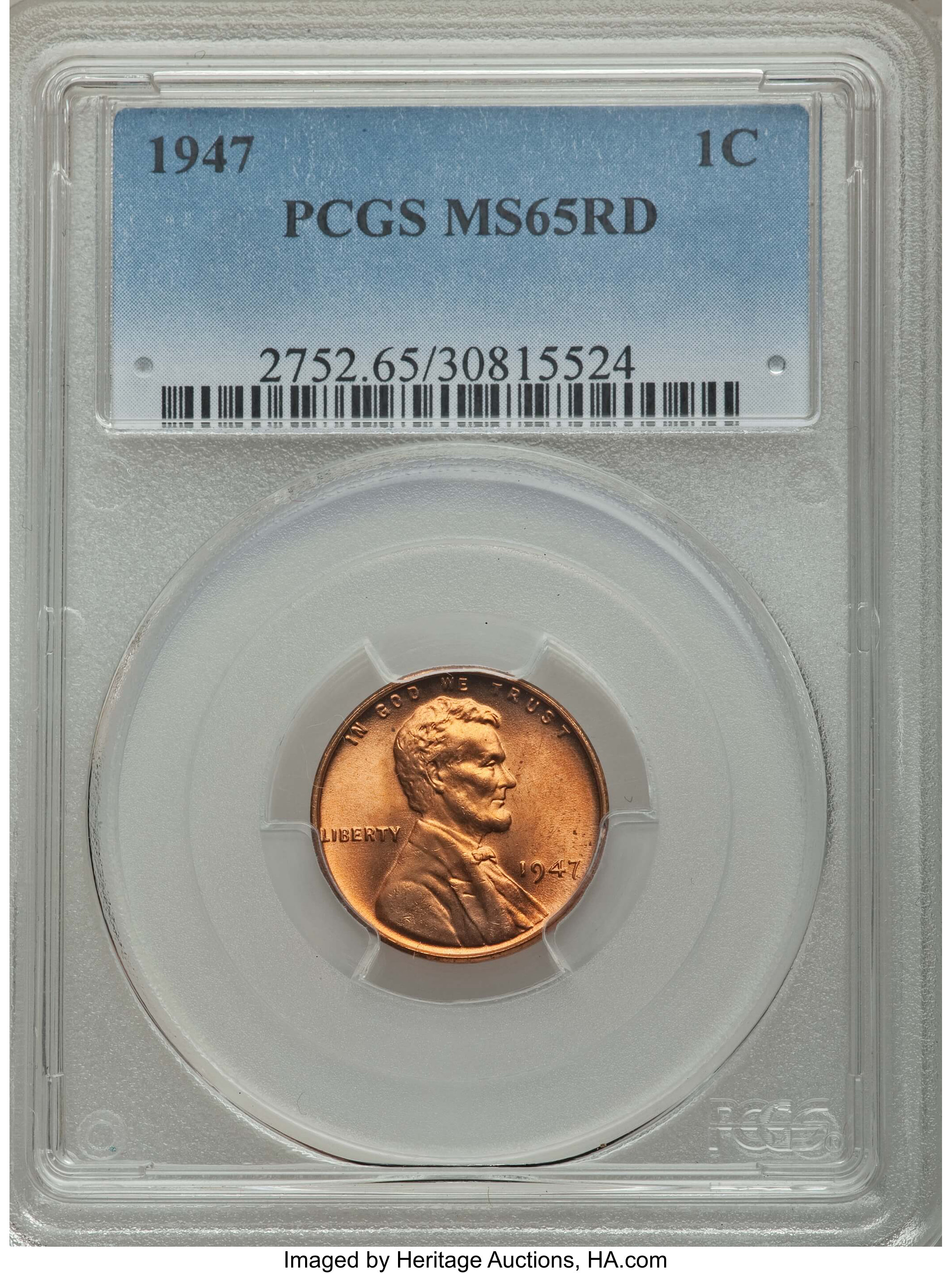 1947 1C MS65 Red PCGS. PCGS Population: (973/652). NGC Census: (452/972). CDN: $3.25.Whsle. Bid for problem-free NGC/PCGS M...