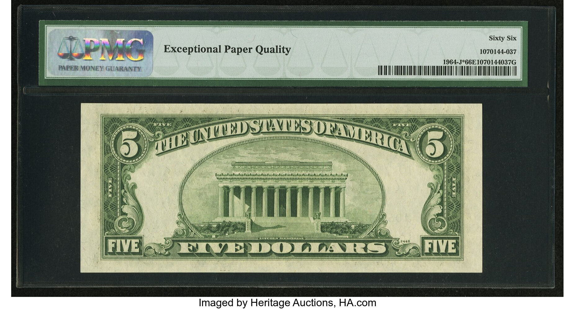 image for: Fr. 1964-J* $5 1950C Federal Reserve Note. PMG Gem Uncirculated 66 EPQ....