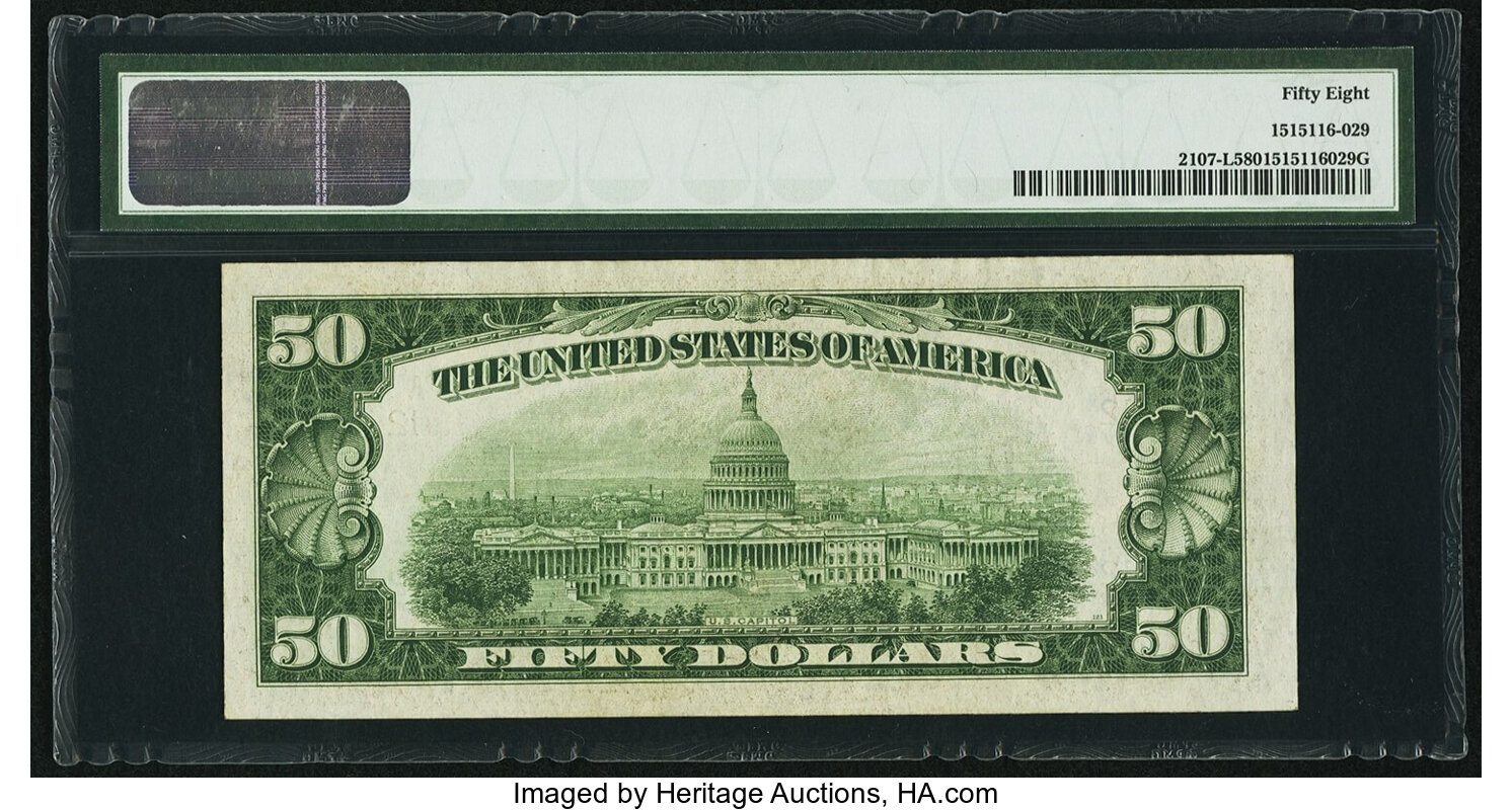 image for: Low Serial Number L00002853A Fr. 2107-L $50 1950 Federal Reserve Note. PMG Choice About Unc 58....