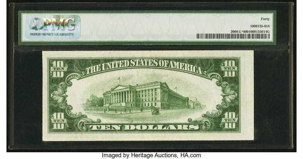 image for: Fr. 2008-L* $10 1934C Federal Reserve Note. PMG Extremely Fine 40....