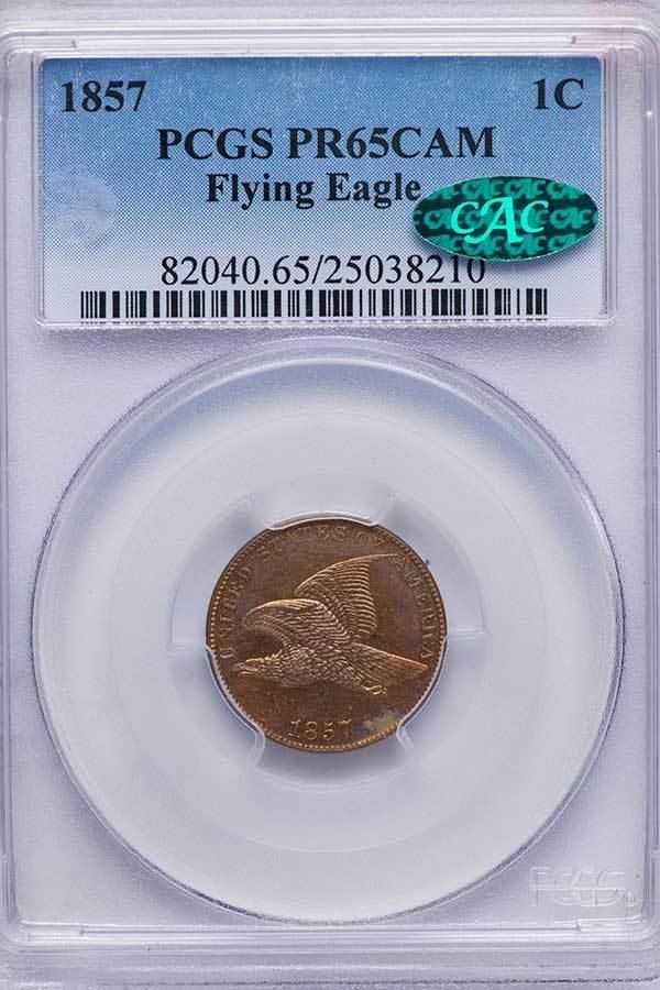 image for: 1C 1857 FLYING EAGLE. PCGS PR65 CAM CAC