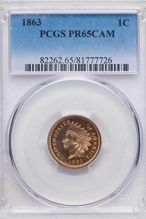 image for: 1C 1863 PCGS PR65 CAM