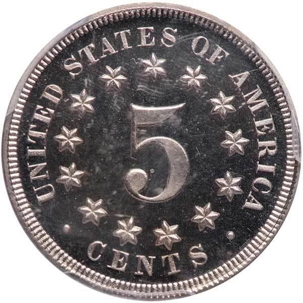 image for: 5C 1867 NO RAYS. PCGS PR66 DCAM CAC