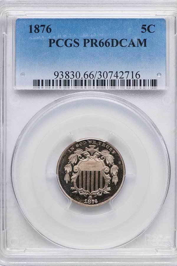 image for: 5C 1876 PCGS PR66 DCAM