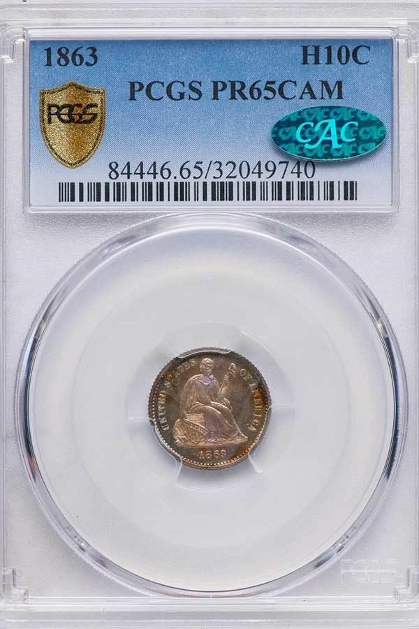 image for: H10C 1863 PCGS PR65 CAM CAC