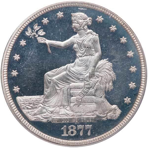 image for: T$1 1877 TRADE. PCGS PR64 DCAM CAC