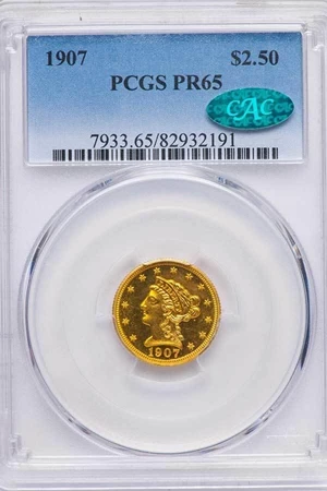 image for: $2.50 1907 PCGS PR65 CAC