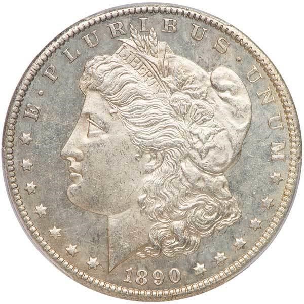 image for: $1 1890-CC TAIL BAR. PCGS MS62 DMPL CAC