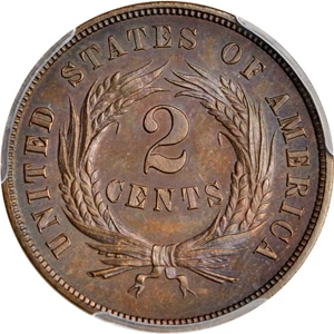 image for: 1864 Two-Cent Piece. Small Motto. Proof-65 BN (PCGS).