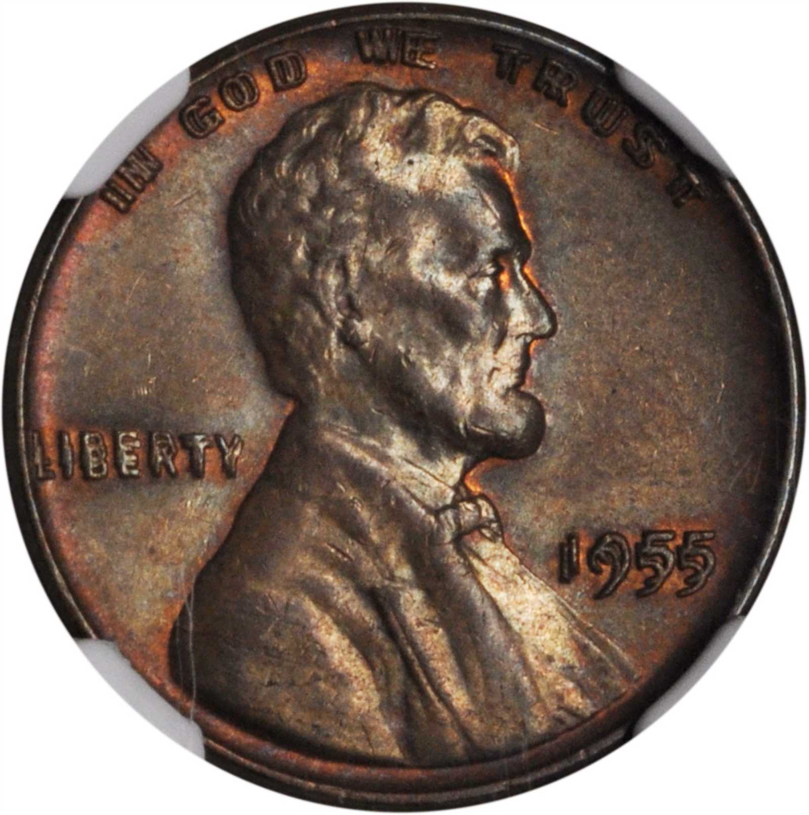 1955 Lincoln Cent. FS-101. Doubled Die Obverse. AU-58 RB (NGC).¾CAC.