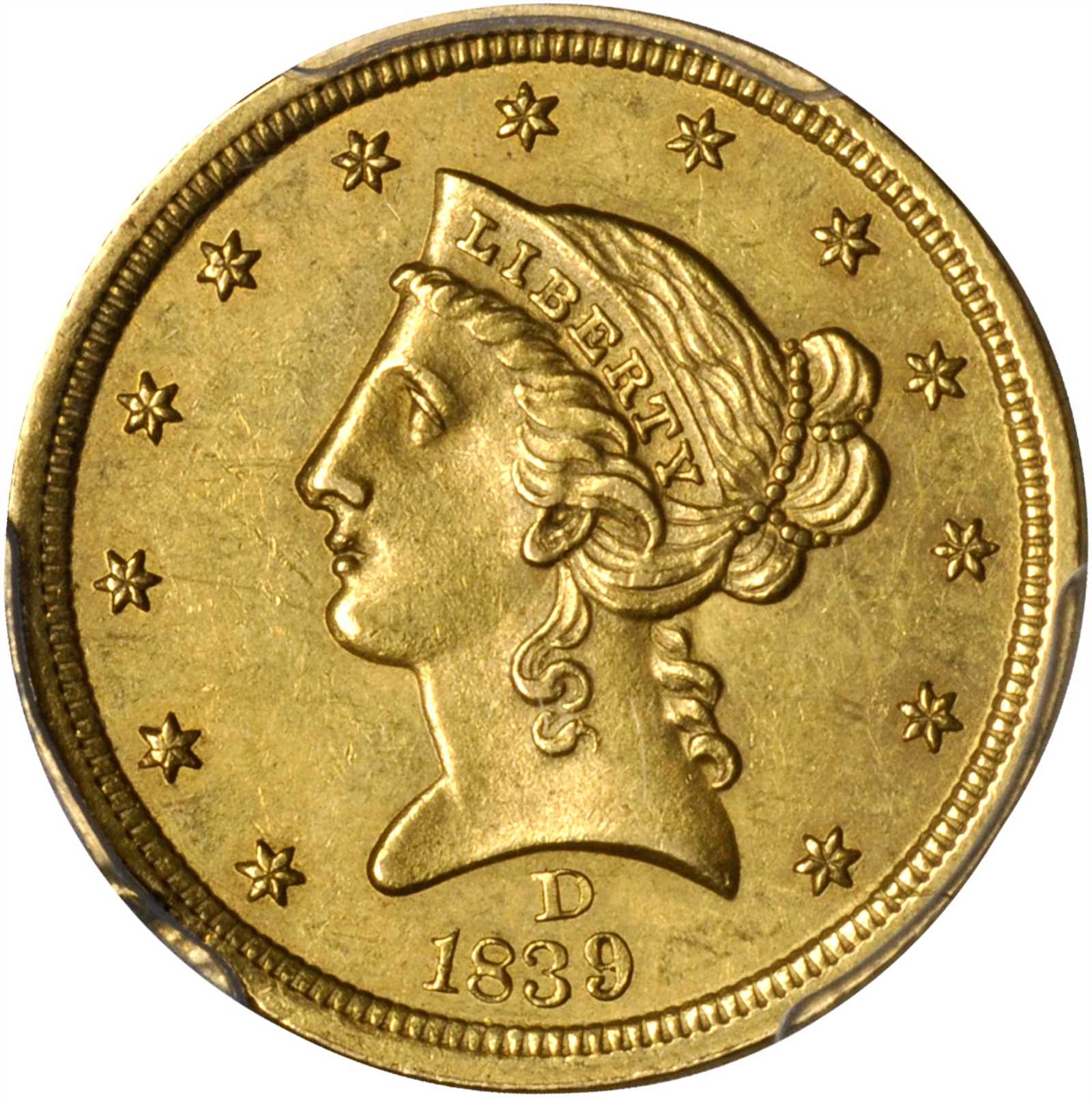image for: 1839-D Liberty Head Half Eagle. AU-58 (PCGS).