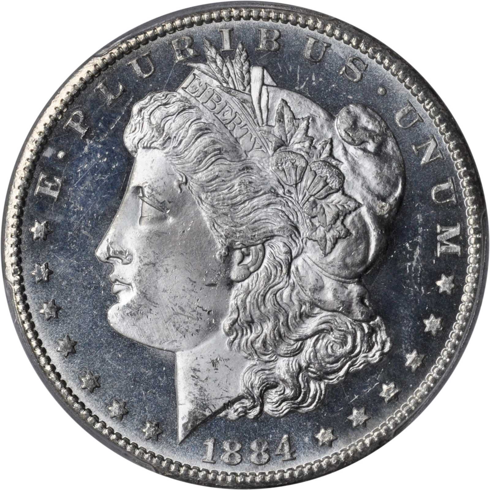 1884-CC Morgan Silver Dollar. MS-65 PL (PCGS).