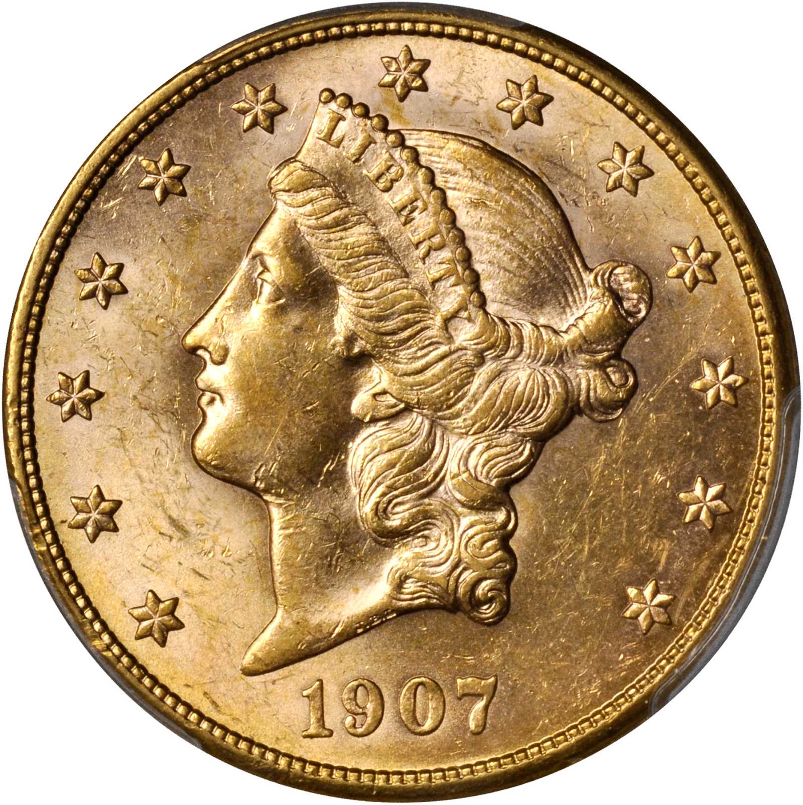 1907-S Liberty Head Double Eagle. AU-58 (PCGS).