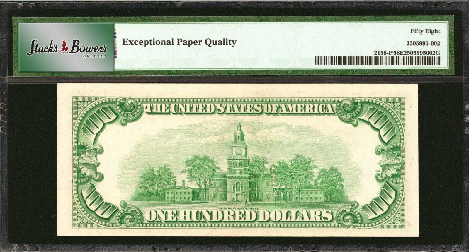 image for: Fr. 2158-I*. 1950A $100  Federal Reserve Star Note.  Minneapolis. PMG Choice About Uncirculated 58 EPQ.