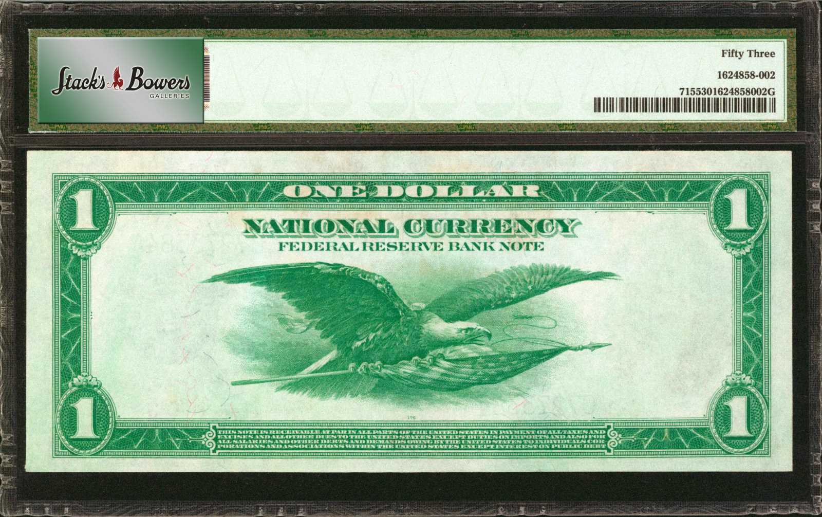 image for: Fr. 715. 1918 $1  Federal Reserve Bank Note.  Philadelphia. PMG About Uncirculated 53.