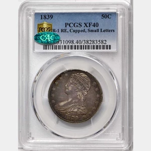 image for: 1839 Reeded Edge 50c MS Small Letters Reverse (6180)