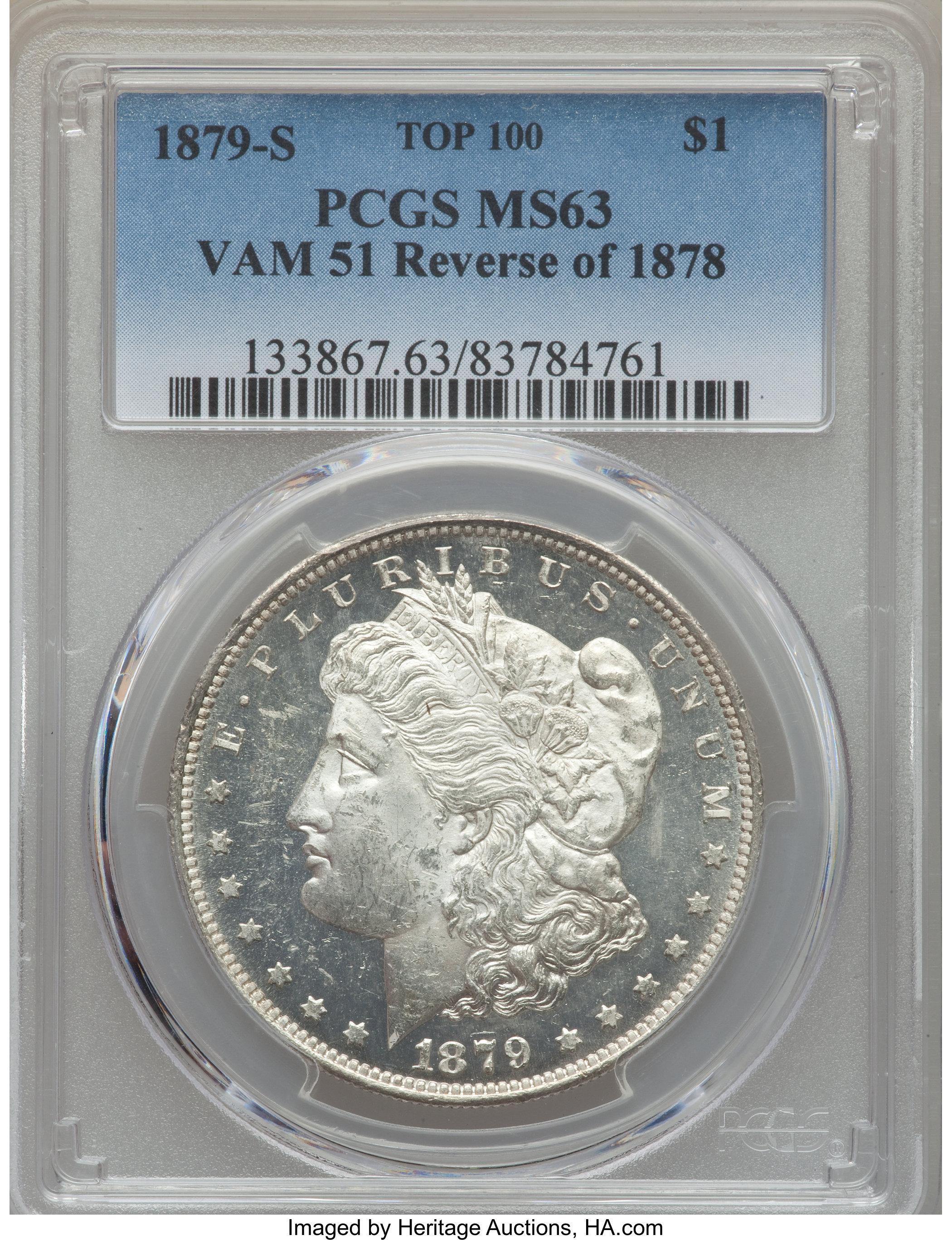 image for: 1879-S $1 Reverse of 1878, VAM-51, MS63 PCGS....