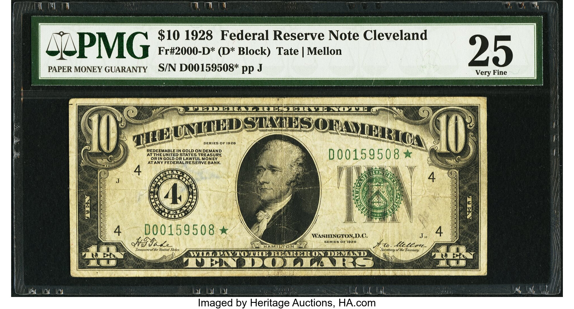 image for: Fr. 2000-D* $10 1928 Federal Reserve Star Note. PMG Very Fine 25....