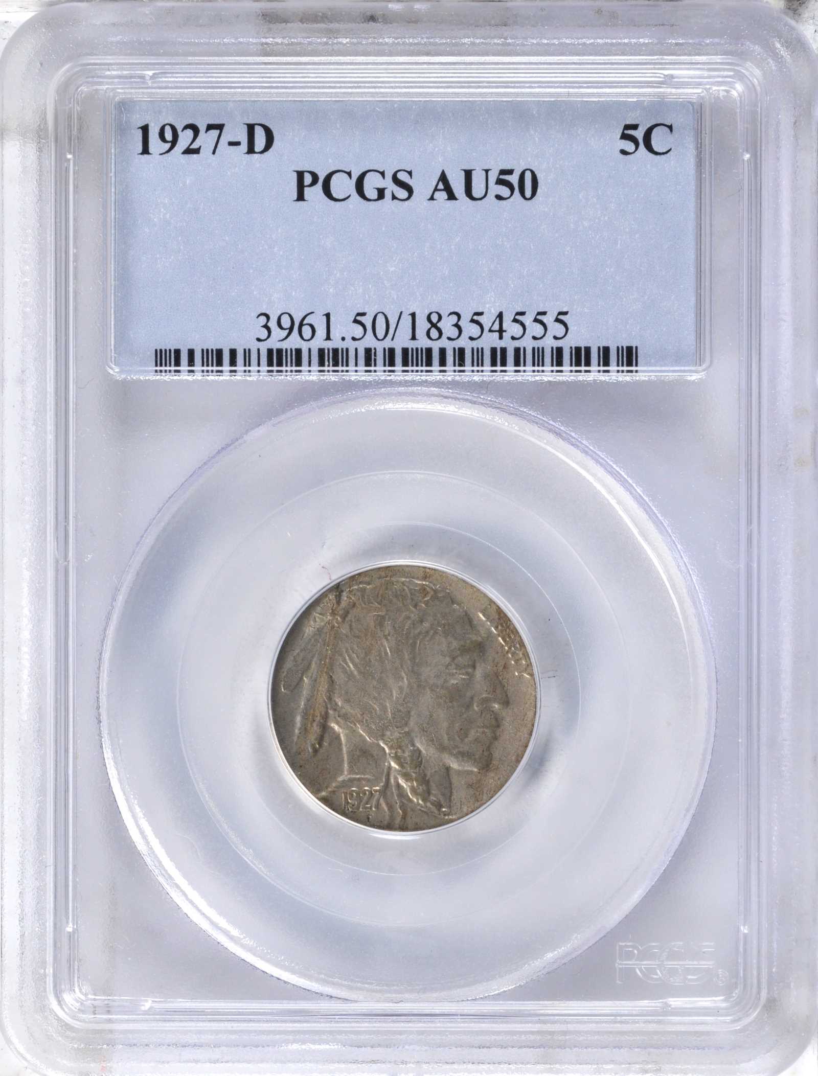 1927-D 5c AU50 CAC thumbnail 4