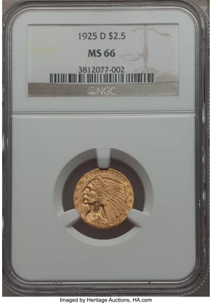 image for: 1925-D $2 1/2 MS66 NGC....