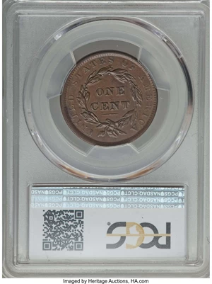 image for: 1837 1C Head of 1838, N-12, R.3, AU53 PCGS. PCGS Population: (1/5). NGC Census: (0/8). Mintage 5,558,300. ...