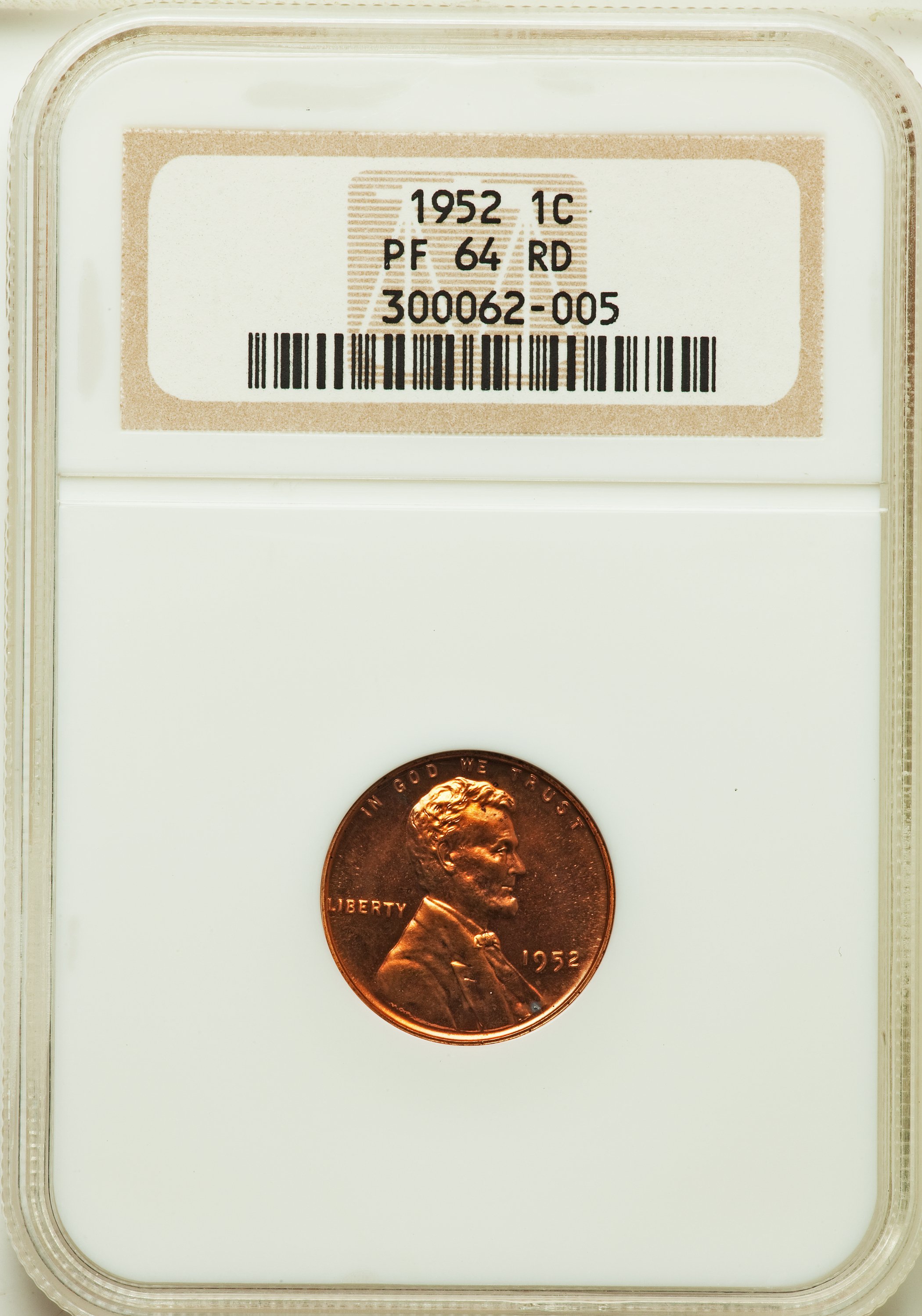 1952 1C PR64 Red NGC. NGC Census: (139/1138). PCGS Population: (328/1137). CDN: $26 Whsle. Bid for problem-free NGC/PCGS PR...