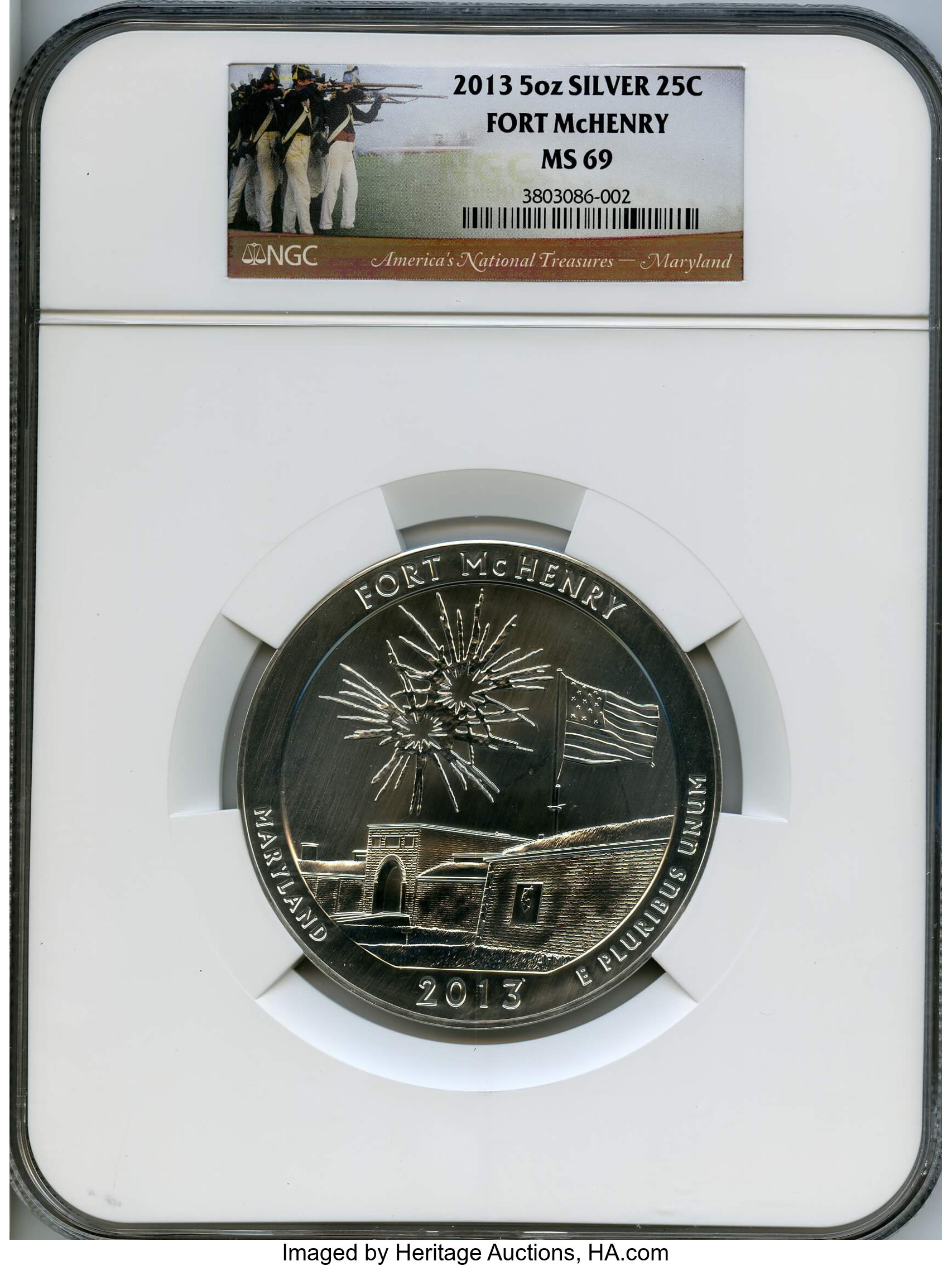 image for: 2013 25C Fort McHenry Five-Ounce Silver Quarter MS69 PCGS. PCGS Population: (39/0). NGC Census: (0/0).  ...